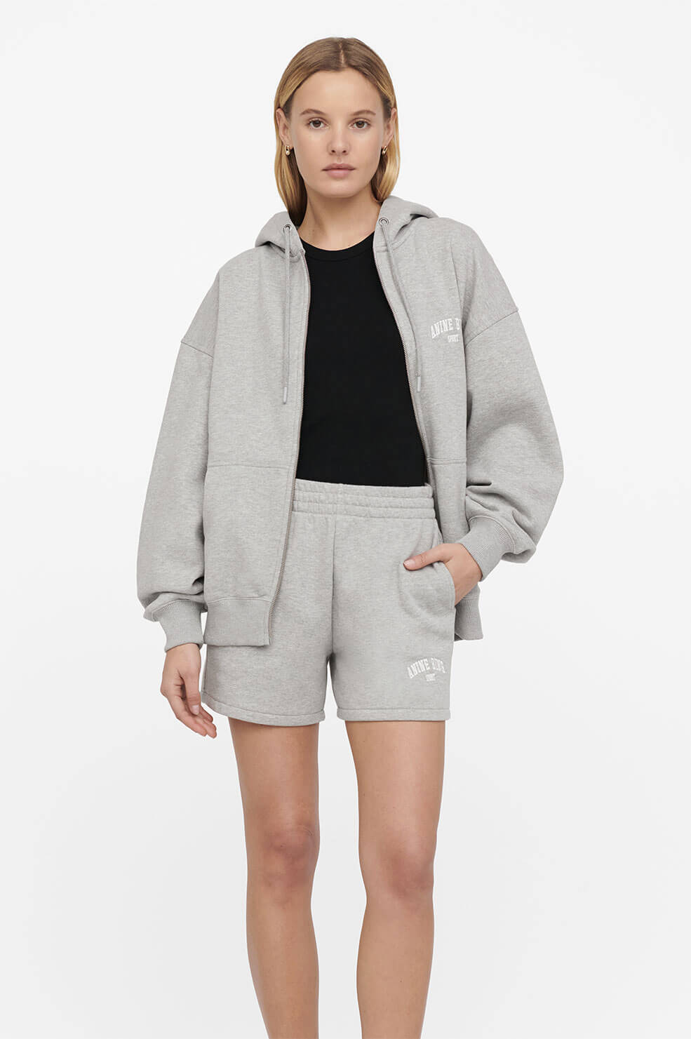 Anine Bing Zane Hoodie in Heather Grey Blond Genius